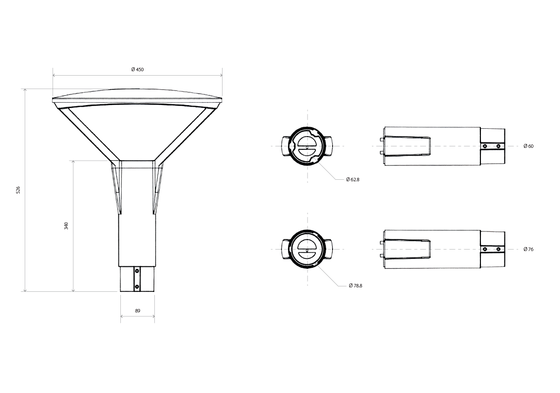 LED Post Top dimensions